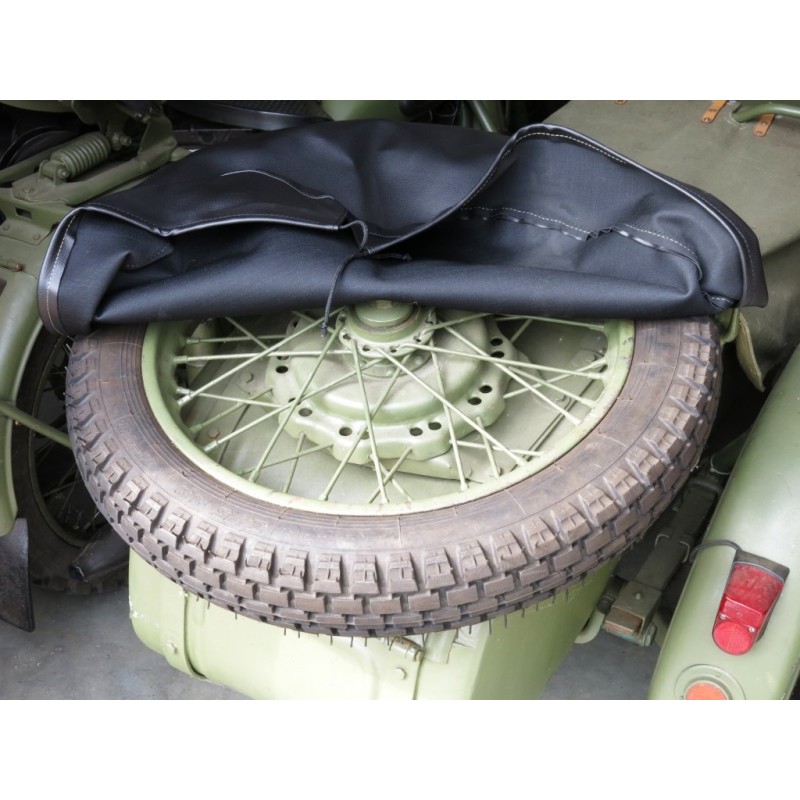 Sidecar spare wheel tent, black with red star