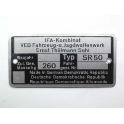 ID plate  IFA [ SR50 ]