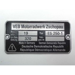 ID plate  VEB Motorradwerk...