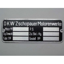 ID plate " DKW...