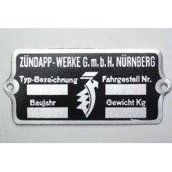 ID plate " ZUNDAPP-WERKE G...