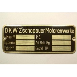 ID plate DKW, horizontal,...