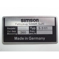 ID plate Simson S 51/1