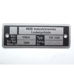 ID plate VEB Industriewerke...