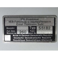 ID plate IFA S51 B2
