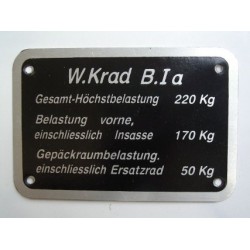 Schild "W Krad B I a" 90x61