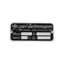 ID plate, Royal-Seitenwagen...