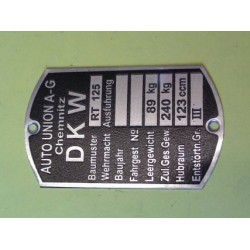 ID plate DKW RT125 WH