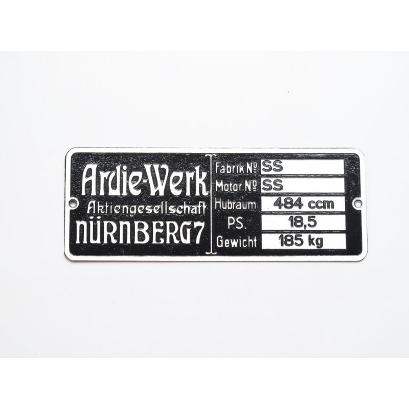 Typenschild  Ardie-Werk