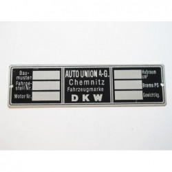 ID Plate AUTO UNION A-G...