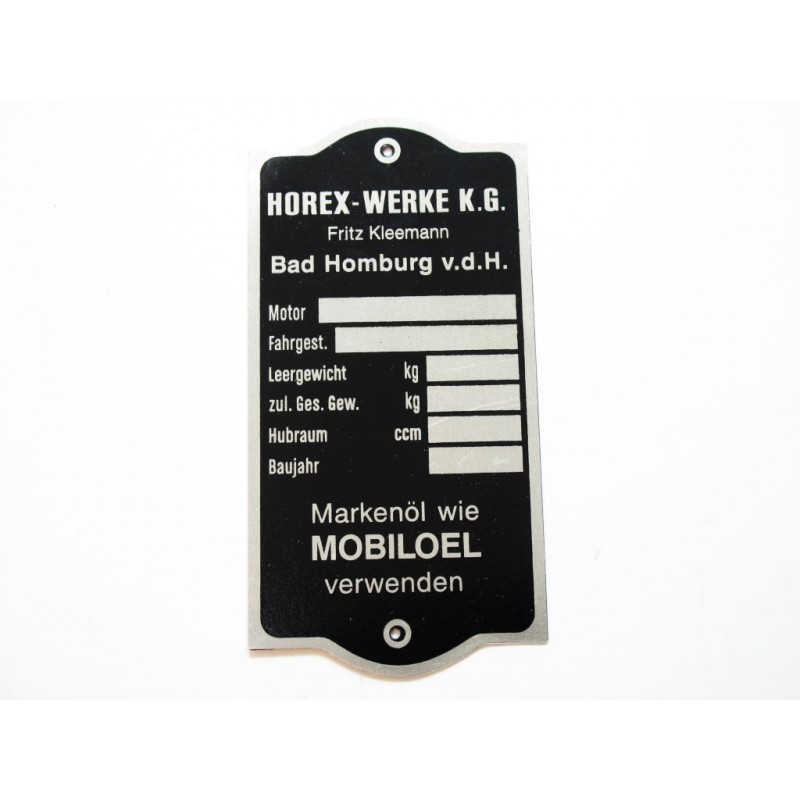 ID Plate HOREX-WERKE K G