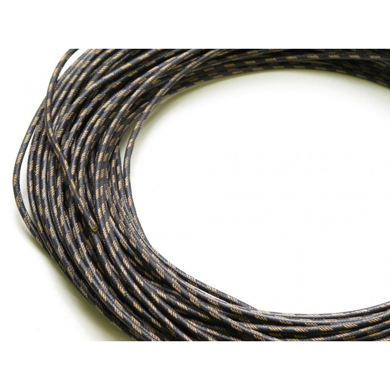 Baumwollgeflechtkabel 1,5mm2 , Schwarz/beige