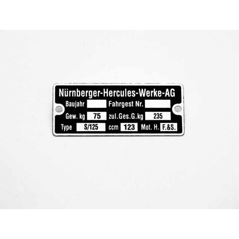 ID plate Nürnberger - Hercules - Werke - AG